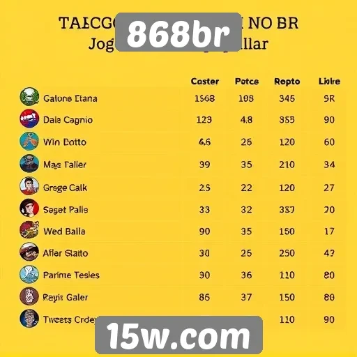 Análise da popularidade dos jogos no site 868br